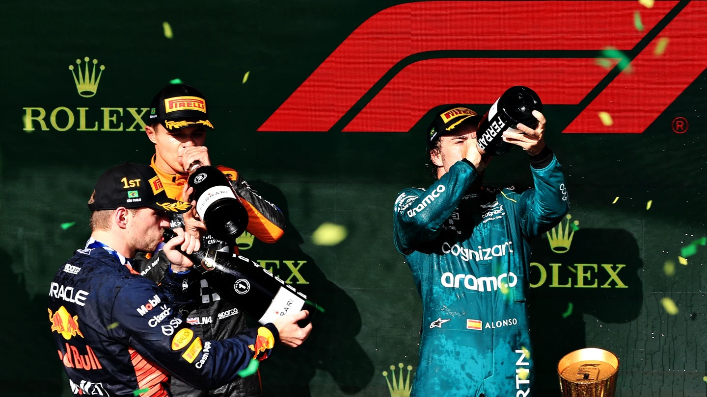 Max Verstappen, Lando Norris y Fernando Alonso Max Verstappen, Lando Norris y Fernando Alonso