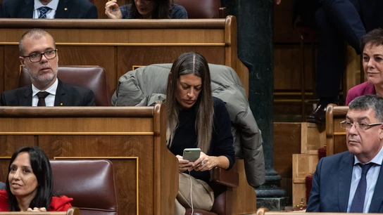 La portavoz de Junts, Míriam Nogueras, durante el debate de investidura de Pedro Sánchez La portavoz de Junts, Míriam Nogueras, durante el debate de investidura de Pedro Sánchez