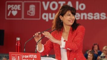 La recién nombrada ministra de Igualdad, Ana Redondo, durante un acto de campaña del PSOE deValladolid, a 21 de mayo de 2023. 