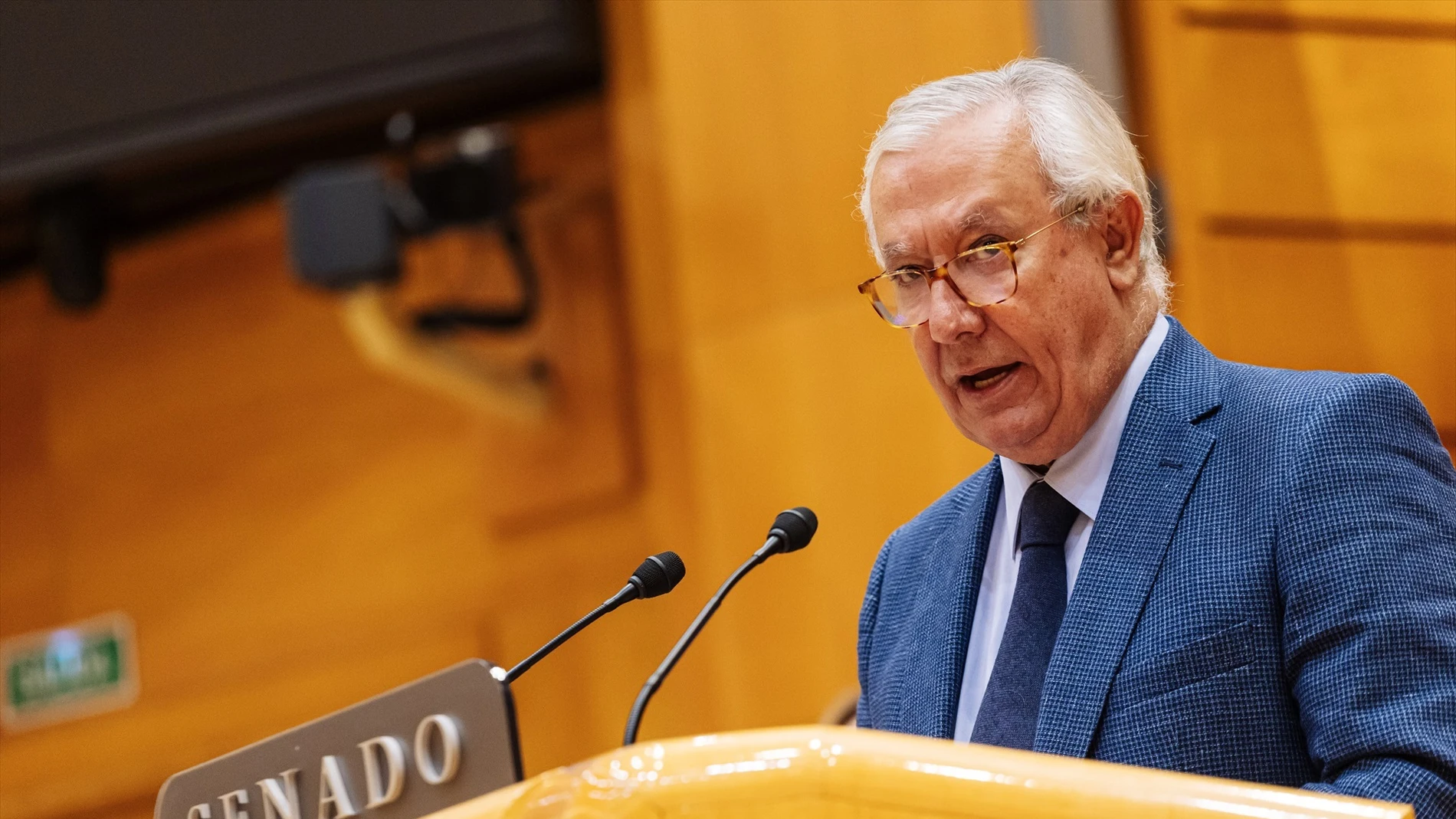 El senador del PP Javier Arenas interviene durante una sesión plenaria en el Senado