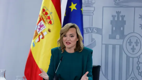 La ministra portavoz, Pilar Alegría, durante la rueda de prensa posterior al primer Consejo de Ministros del nuevo Gobierno La ministra portavoz, Pilar Alegría, durante la rueda de prensa posterior al primer Consejo de Ministros del nuevo Gobierno