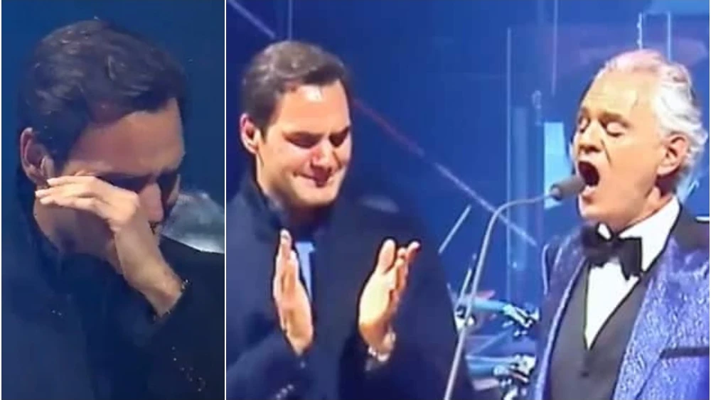 Las lágrimas de Roger Federer en el homenaje que le brindó Andrea Bocelli en Zúrich