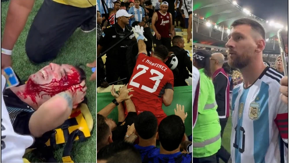 Batalla campal en Maracaná entre hinchas de Brasil y Argentina con el 'Dibu' atacando a la Policía