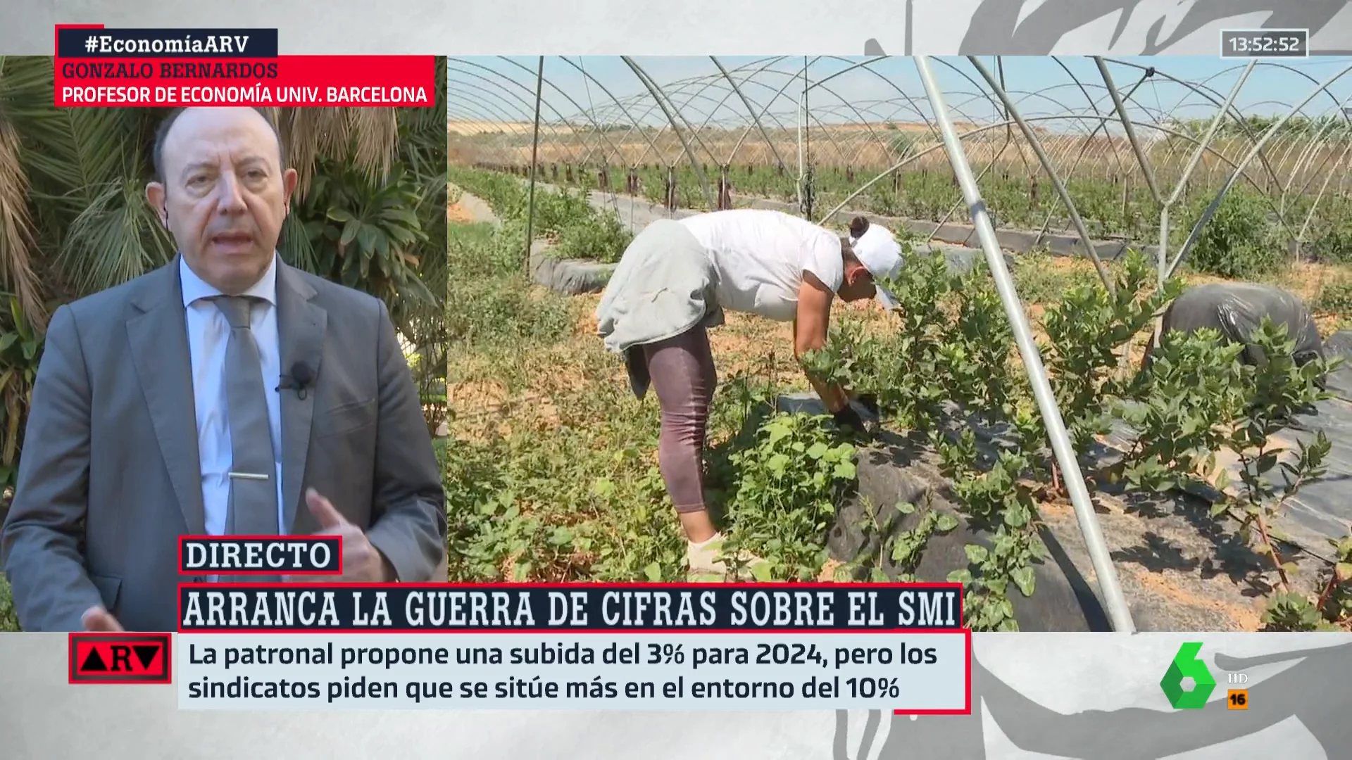 ARV | ¿Cuánto debería subir el SMI? Bernardos pone una cifra mínima en pleno debate entre patronal y sindicatos 