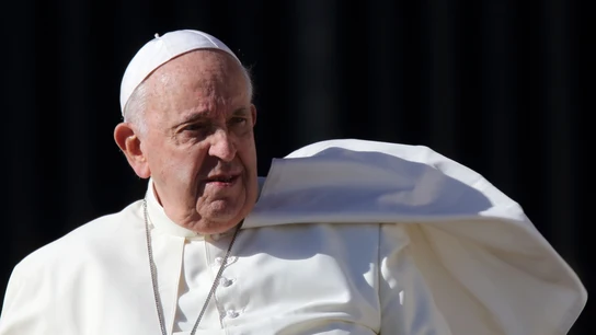 El Papa Francisco llega para asistir a su Audiencia General de los miércoles en la Plaza de San Pedro del Vaticano. El Papa Francisco llega para asistir a su Audiencia General de los miércoles en la Plaza de San Pedro del Vaticano.
