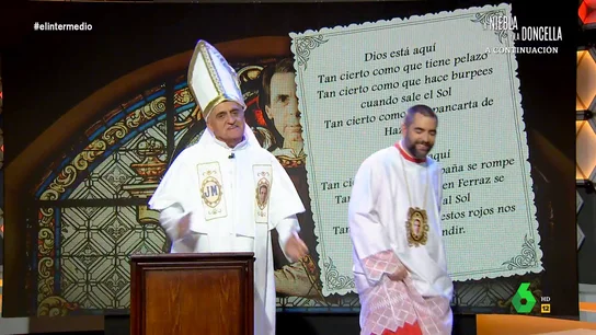 El himno del Papa Wyoming y el Monaguillo Mateo a Aznar En una nueva 'homilía' de la 'Iglesia Aznariana', Wyoming y Dani Mateo analizan la entrevista de José María Aznar en la que valoraba el conflicto entre Israel y Palestina y la ley de amnistía, que define como "una declaración de guerra".