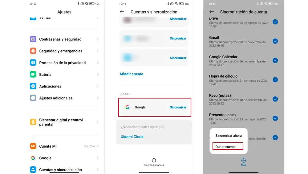 Dejar de sincronizar la cuenta de Google Dejar de sincronizar la cuenta de Google