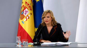 Pilar Alegría, durante la rueda de prensa tras el Consejo de Ministros.