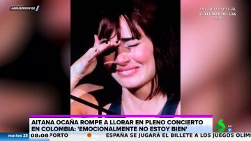 Aitana rompe a llorar en pleno concierto en Colombia tras su ruptura con Sebastián Yatra: "No estoy bien"