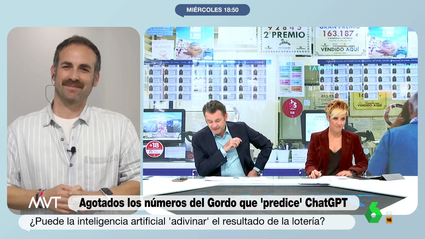 Un matemático desmonta las predicciones de la inteligencia artificial sobre la Lotería de Navidad: "ChatGPT ha sido un 'cuñao'" Un matemático desmonta las predicciones de la inteligencia artificial sobre la Lotería de Navidad: "ChatGPT ha sido un 'cuñao'"