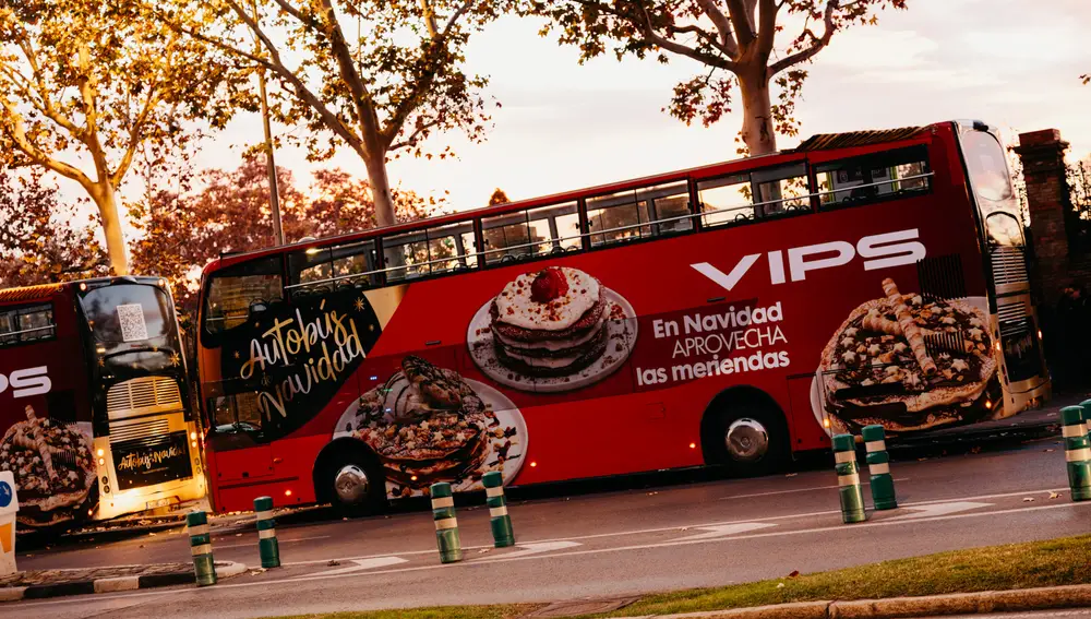 El autobús de las luces de Navidad de Madrid de Vips