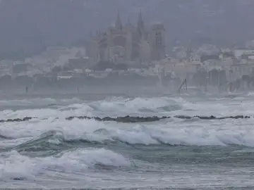 Fuertes rachas de viento durante la tarde del sábado en la Bahía de Palma.