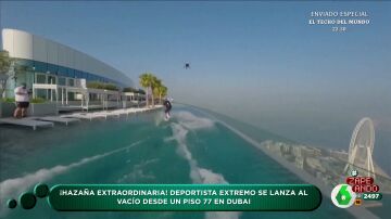 El increíble salto de un deportista extremo desde la azotea de un hotel de Dubái