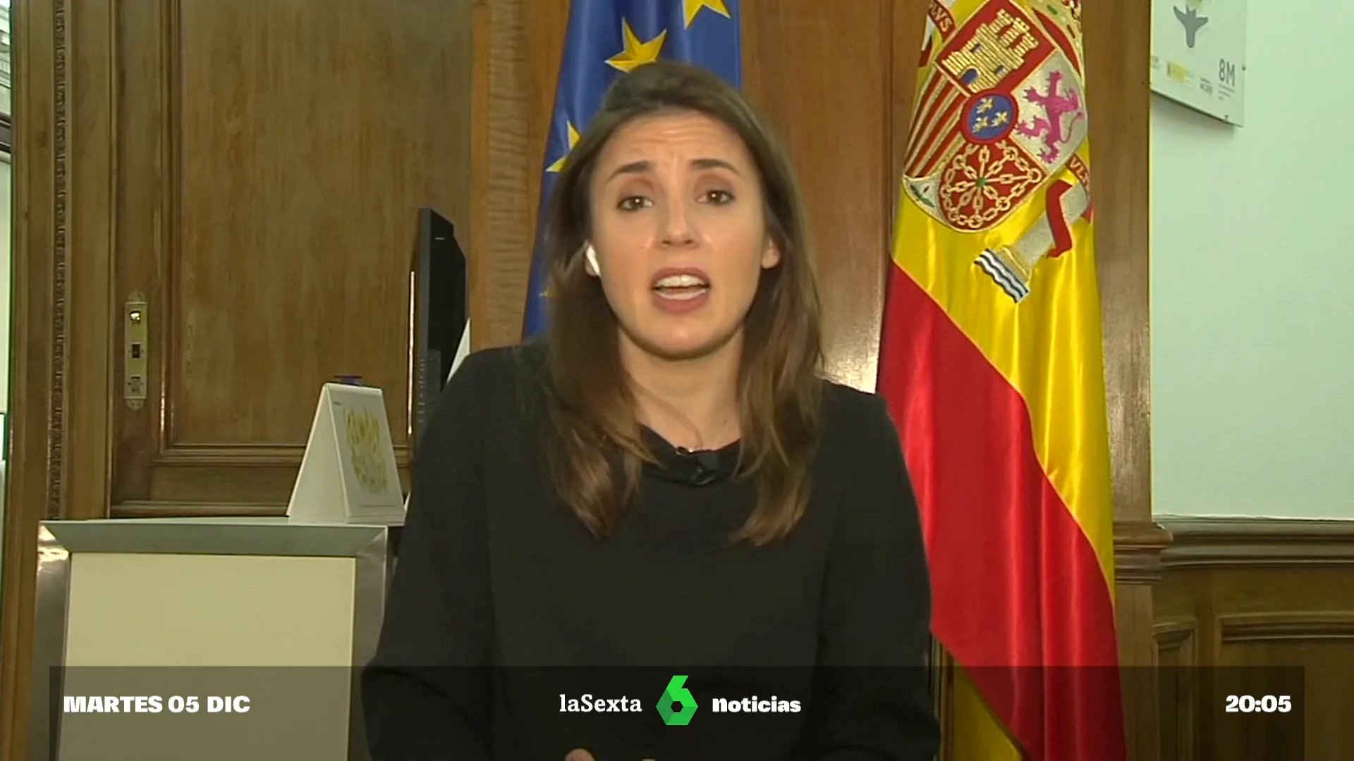 Irene Montero, en marzo de 2022 hablando de transfuguismo 