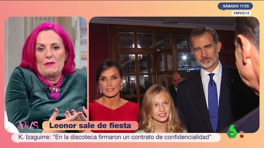 Karmele Izaguirre habla del malestar en el entorno de Leonor tras filtrarse que estuvo de fiesta hasta las seis de la mañana Karmele Izaguirre habla del malestar en el entorno de Leonor tras filtrarse que estuvo de fiesta hasta las seis de la mañana