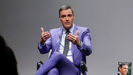 El presidente del Gobierno y secretario general del PSOE, Pedro Sánchez, durante la presentación de su segundo libro, "Tierra firme' El presidente del Gobierno y secretario general del PSOE, Pedro Sánchez, durante la presentación de su segundo libro, "Tierra firme'