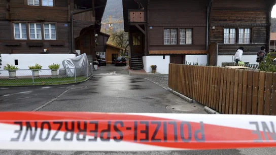 Imagen de archivo de un cordón policial en el lugar de un tiroteo en Suiza. Imagen de archivo de un cordón policial en el lugar de un tiroteo en Suiza.