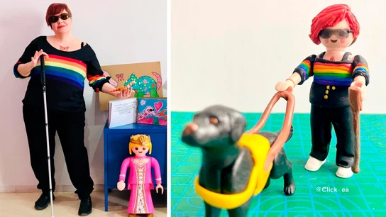 Imagen con figura Playmobil ciega. Imagen con figura Playmobil ciega.
