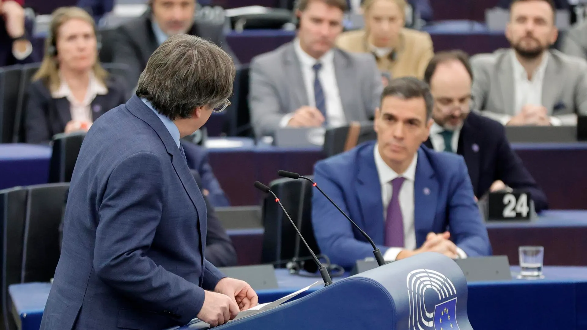 Carles Puigdemont y Pedro Sánchez en el Parlamento Europeo