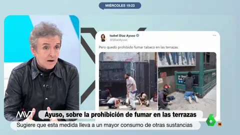 Ramoncín reacciona en este vídeo de Más Vale Tarde a las palabras de Isabel Díaz Ayuso, que relacionaba la prohibición de fumar en las terrazas con el fentanilo o la marihuana. "Las drogas no es un problema de drogas, sino de drogadictos", afirma.