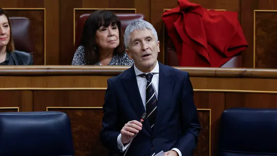 El ministro de Interior, Fernando Grande-Marlaska interviene en la primera sesión de control al nuevo Gobierno celebrada este miércoles en el Congreso. El ministro de Interior, Fernando Grande-Marlaska interviene en la primera sesión de control al nuevo Gobierno celebrada este miércoles en el Congreso.