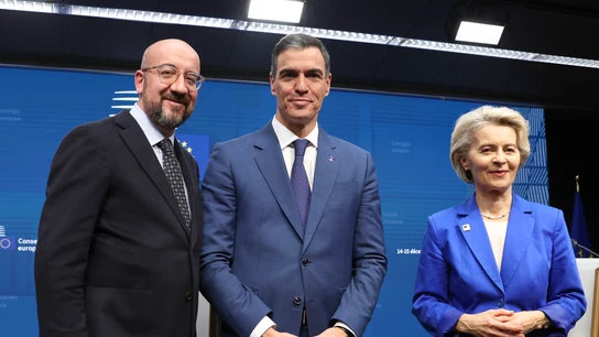 Charles Michel, Pedro Sánchez y Ursula von der Leyen en la reunión de este viernes Charles Michel, Pedro Sánchez y Ursula von der Leyen en la reunión de este viernes