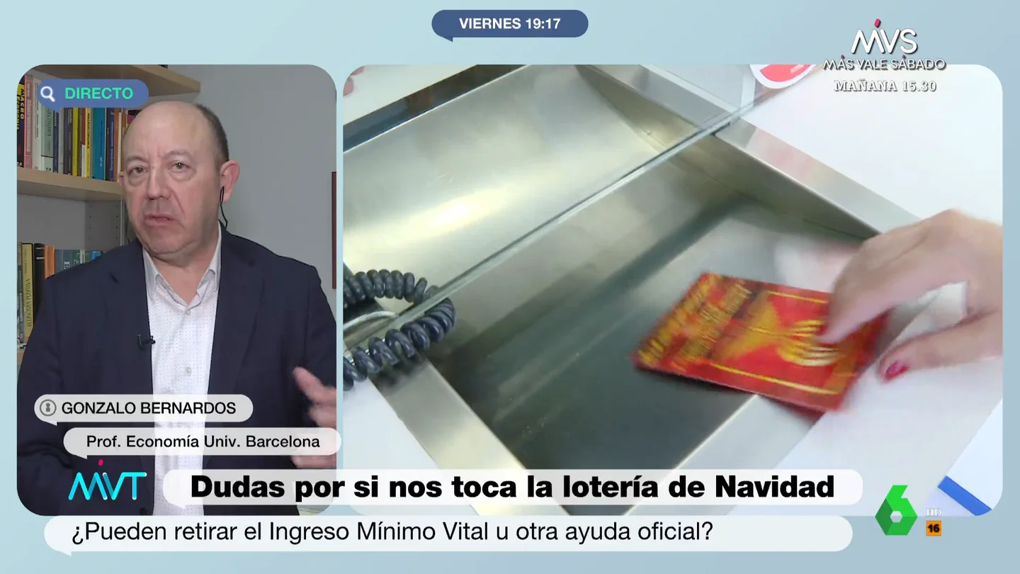 ¿Me pueden quitar el Ingreso Mínimo Vital u otra ayuda si me toca la Lotería de Navidad? Gonzalo Bernardos da las claves ¿Me pueden quitar el Ingreso Mínimo Vital u otra ayuda si me toca la Lotería de Navidad? Gonzalo Bernardos da las claves