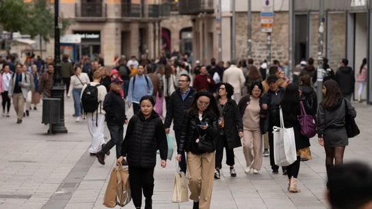 Varias personas sujetan bolsas con compras durante la campaña de Navidad, a 1 de diciembre de 2023, en Barcelona. Varias personas sujetan bolsas con compras durante la campaña de Navidad, a 1 de diciembre de 2023, en Barcelona.