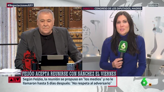Llapart, sobre la reunión entre Feijóo y Sánchez: "Como toque la lotería de los periodistas parlamentarios, no va a quedar nadie para cubrirla" Llapart, sobre la reunión entre Feijóo y Sánchez: "Como toque la lotería de los periodistas parlamentarios, no va a quedar nadie para cubrirla"