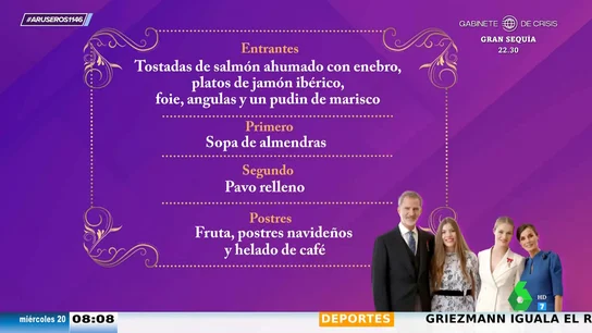 Así es el menú de Navidad de la familia real: este es el sorprendente capricho de la reina Letizia Así es el menú de Navidad de la familia real: este es el sorprendente capricho de la reina Letizia