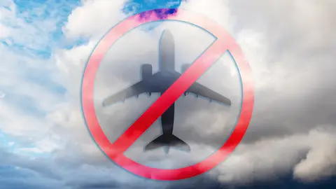 Avión con señal de prohibido Avión con señal de prohibido