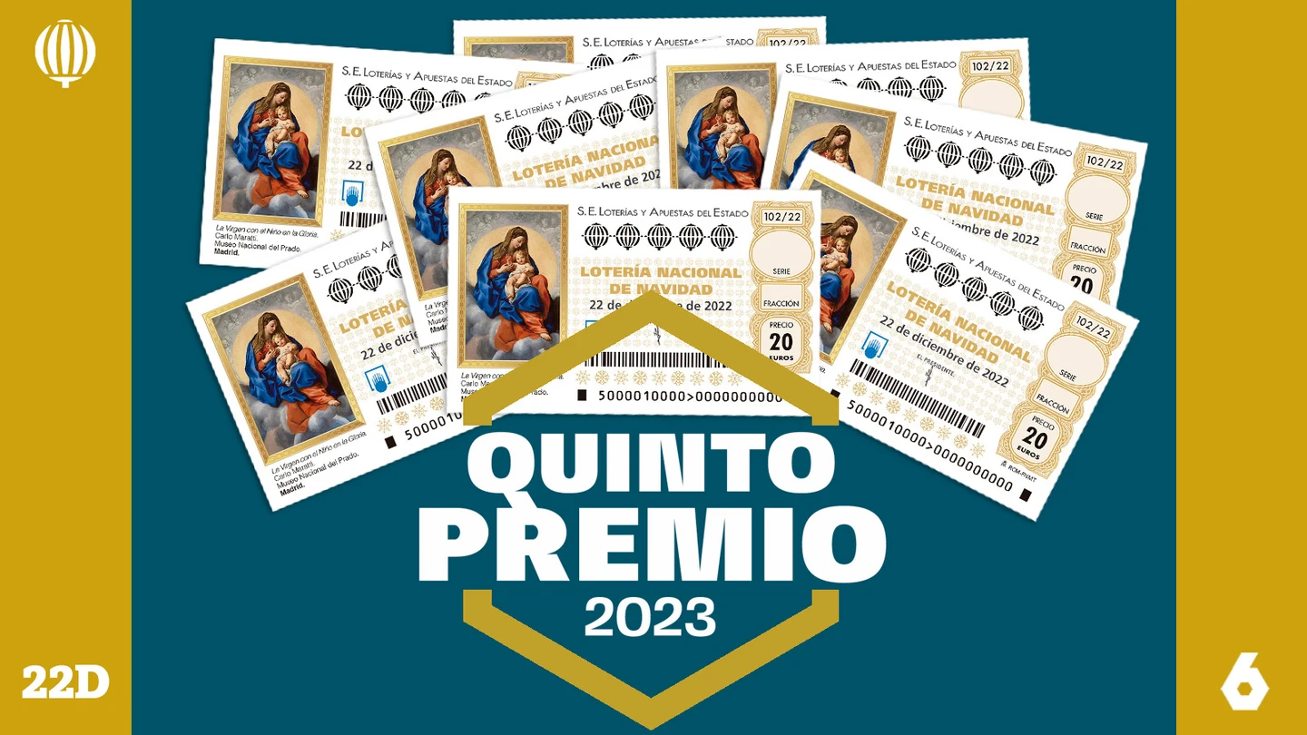 Uno de los quintos premios de la Lotería de Navidad de 2023 Décimos del quinto premio de la Lotería de Navidad de 2023