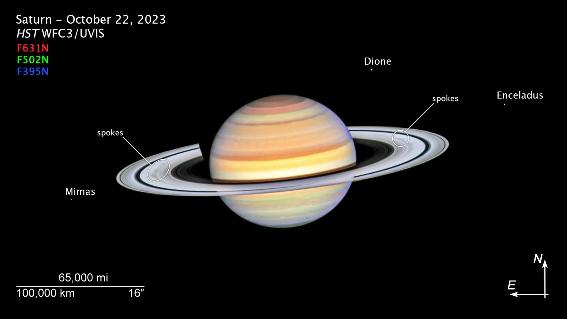 Una visión del Hubble muestra un &quot;fantasmal&quot; y estacional fenómeno en Saturno