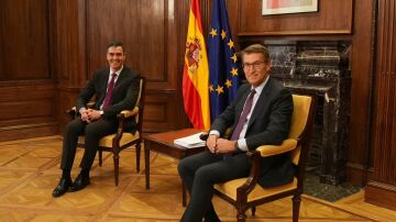 Reunión entre Sánchez y Feijóo en el Congreso