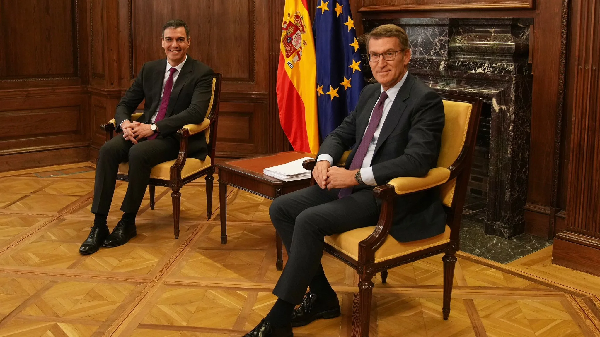 Reunión entre Sánchez y Feijóo en el Congreso