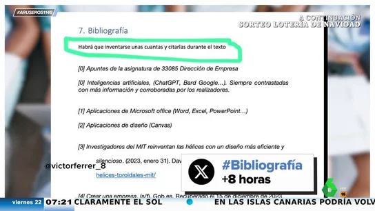 El 'gambazo' de unos estudiantes en un trabajo de clase que indigna al profesor: "Habrá que inventarse unas cuantas" El 'gambazo' de unos estudiantes en un trabajo de clase que indigna al profesor: "Habrá que inventarse unas cuantas"
