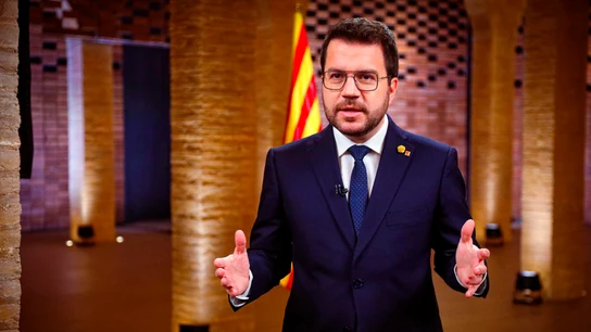 El presidente de la Generalitat, Pere Aragonès, durante su discurso institucional de Navidad El presidente de la Generalitat, Pere Aragonès, durante su discurso institucional de Navidad