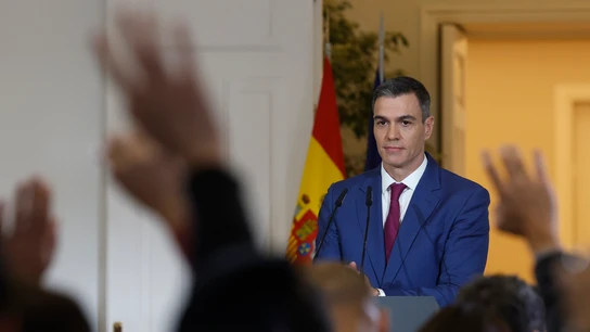 El presidente del Gobierno, Pedro Sánchez, realiza declaraciones a la prensa tras la reunión Consejo de Ministros Sánchez presume de la "solidez y fortaleza" de la economía española y destaca que su Gobierno está "sin tacha de corrupción"