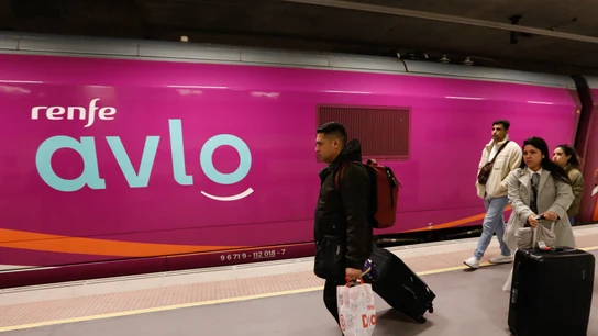 Un viajero sale del tren de Avlo en la Estación de Murcia El Carmen, a 10 de diciembre de 2023. Un viajero sale del tren de Avlo en la Estación de Murcia El Carmen, a 10 de diciembre de 2023.