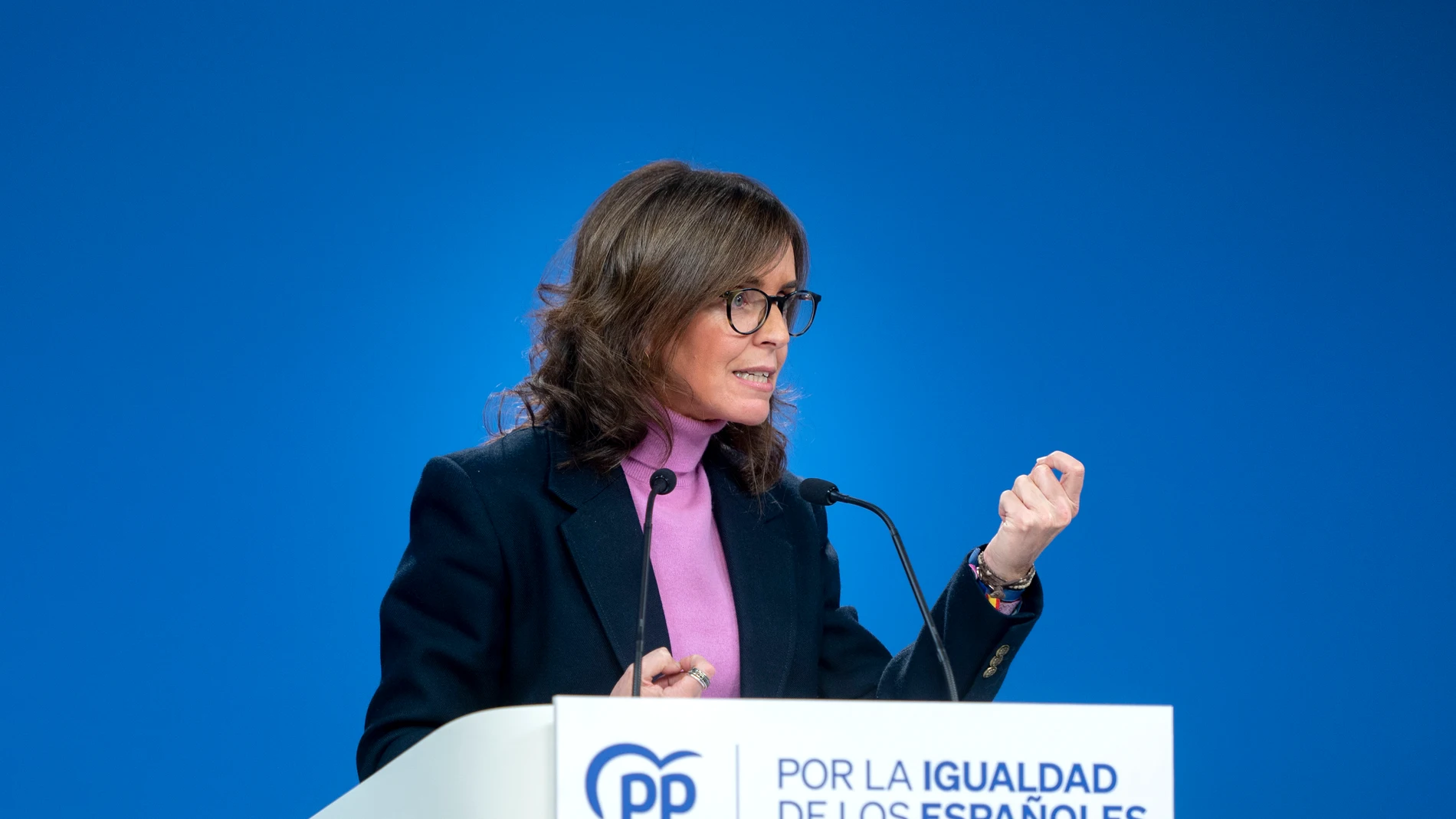 La vicesecretaria de Organización Territorial del PP, Carmen Fúnez, durante una rueda de prensa.