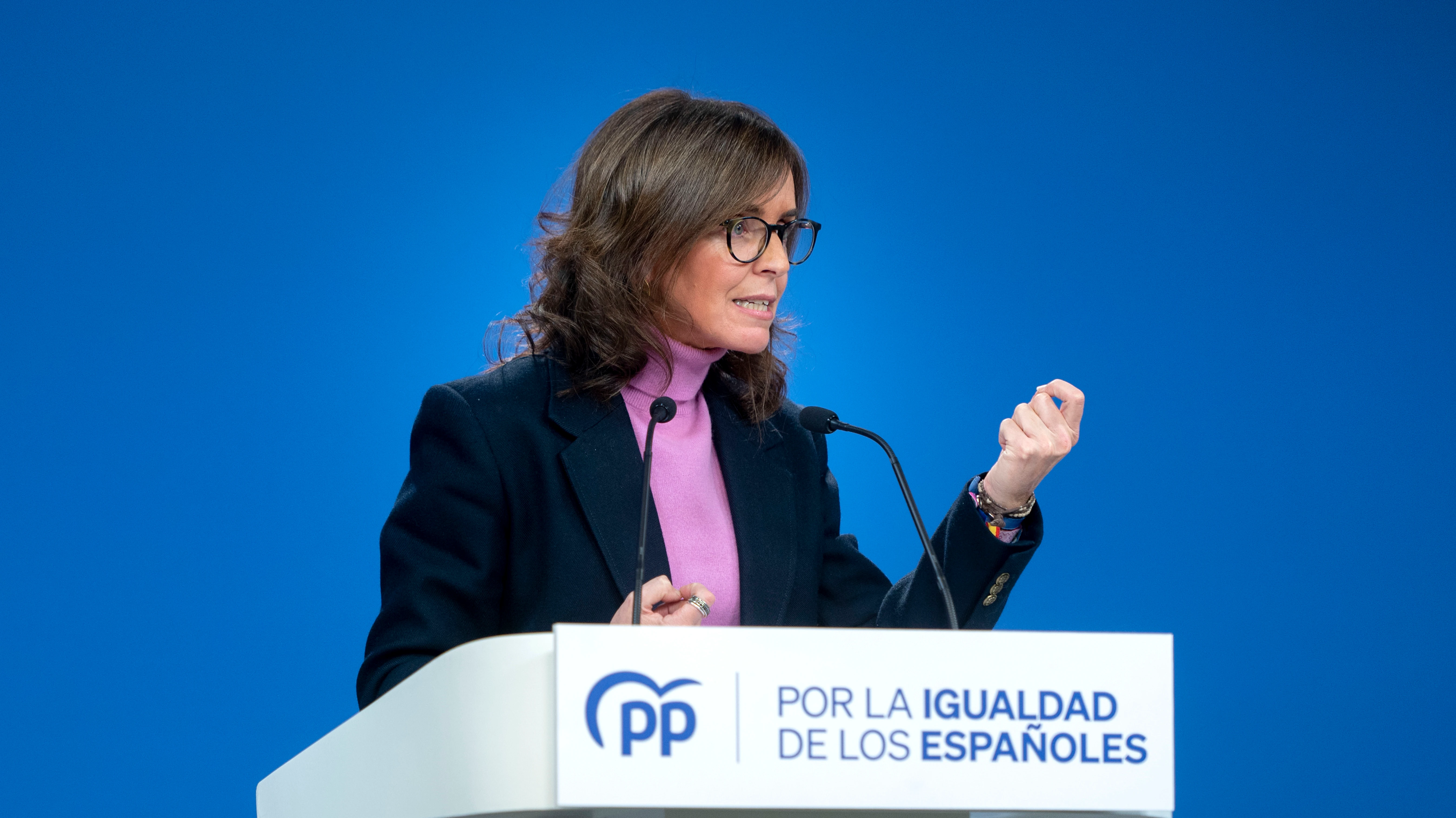 La vicesecretaria de Organización Territorial del PP, Carmen Fúnez, durante una rueda de prensa.