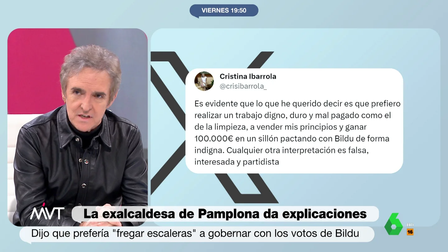 La crítica de Ramoncín a la exalcaldesa de Pamplona por su mensaje sobre "fregar escaleras": "Me parece gravísimo" La crítica de Ramoncín a la exalcaldesa de Pamplona por su mensaje sobre "fregar escaleras": "Me parece gravísimo"