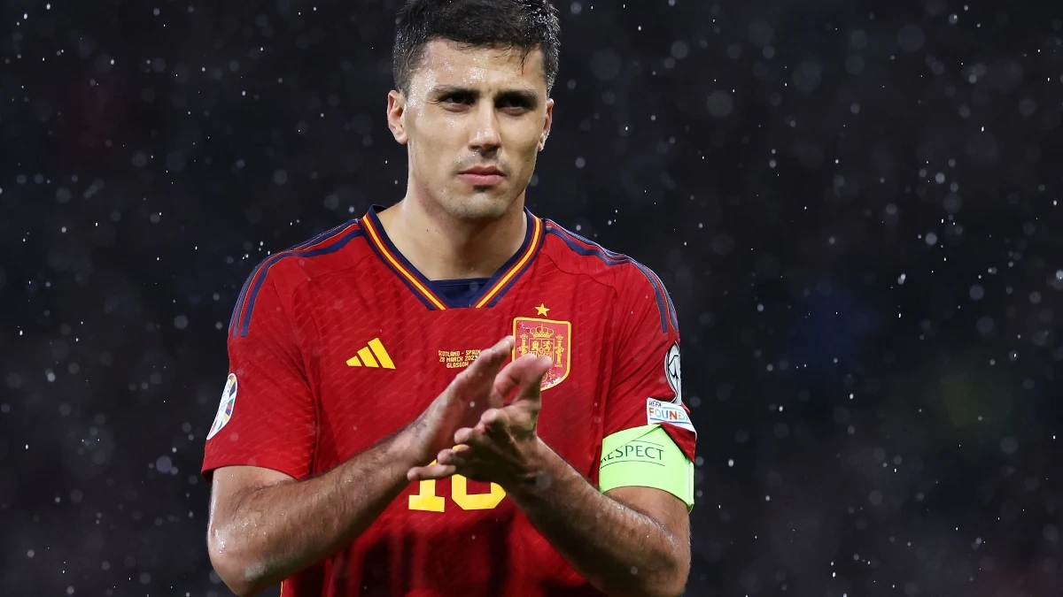 Rodri, en un partido con la Selección