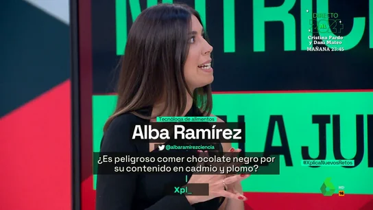 Alba Ramírez, tecnóloga de los alimentos. ¿Qué hay de cierto en la alerta alimentaria sobre los niveles peligrosos de cadmio y plomo en el chocolate negro? La nutricionista Alba Ramírez lo explica
