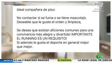 Los increíbles requisitos para alquilar un piso en Madrid: "No fumadores, no mascotas, ser runner"