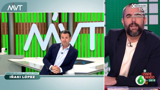 La duda de Dani Mateo sobre I&ntilde;aki L&oacute;pez al verle en pantalla: "&iquest;Puede ser que hayas encogido?"