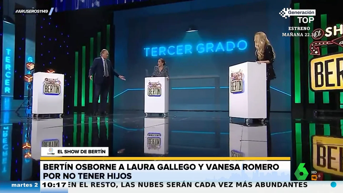 Bertín Osborne, a Vanessa Romero y Laura Gallego: "Así va el país con vosotras dos que no queréis tener niños" Bertín Osborne, a Vanessa Romero y Laura Gallego: "Así va el país con vosotras dos que no queréis tener niños"