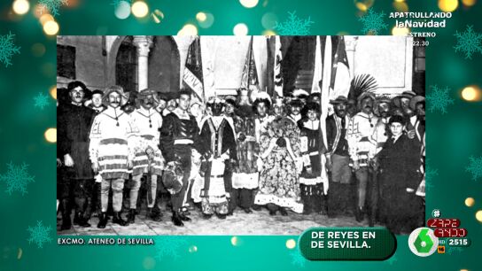 La primera cabalgata de Reyes Magos de Sevilla se celebr&oacute; en 1918: as&iacute; posaban Melchor, Gaspar y Baltasar con su comitiva