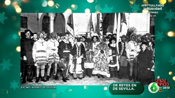 La primera cabalgata de Reyes Magos de Sevilla se celebró en 1918: así posaban Melchor, Gaspar y Baltasar con su comitiva