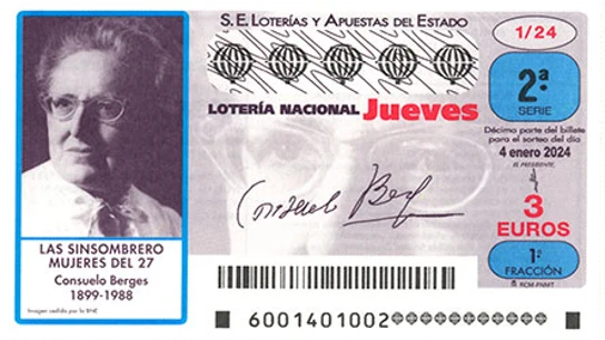 El décimo de Lotería Nacional dedicado a Consuelo Berges, una de las 'Sinsombrero' El décimo de Lotería Nacional dedicado a Consuelo Berges, una de las 'Sinsombrero'